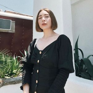 Button-front Black Dress